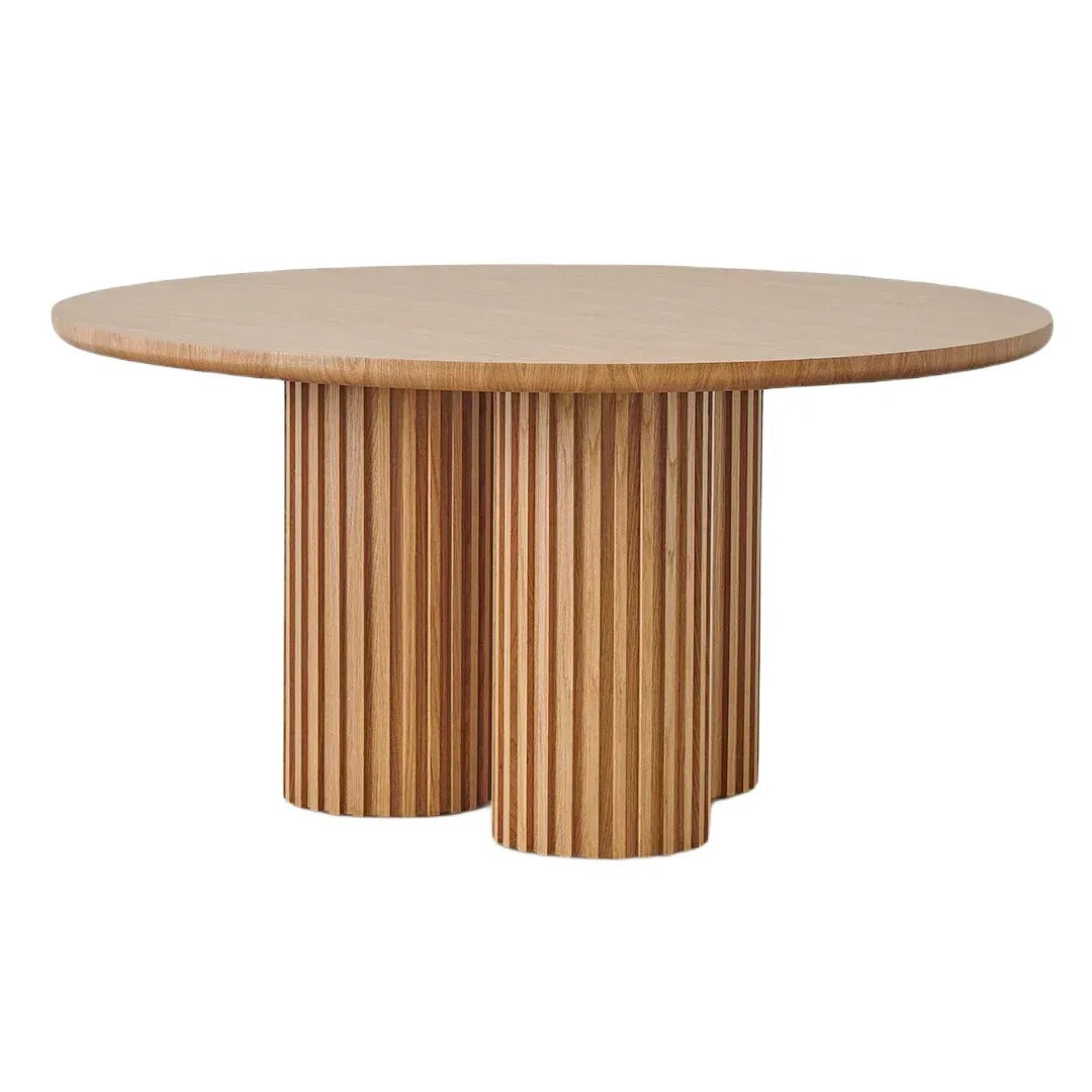 Custom Dining Table Dubai | Round Fluted Wood Dining Table | Hej House